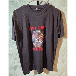 Gemrock Just A Girl Who Loves Horror Movies Graphic T-Shirt Black Size Large